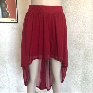 🌸BOGO FREE Body Central red sheer high low skirt
